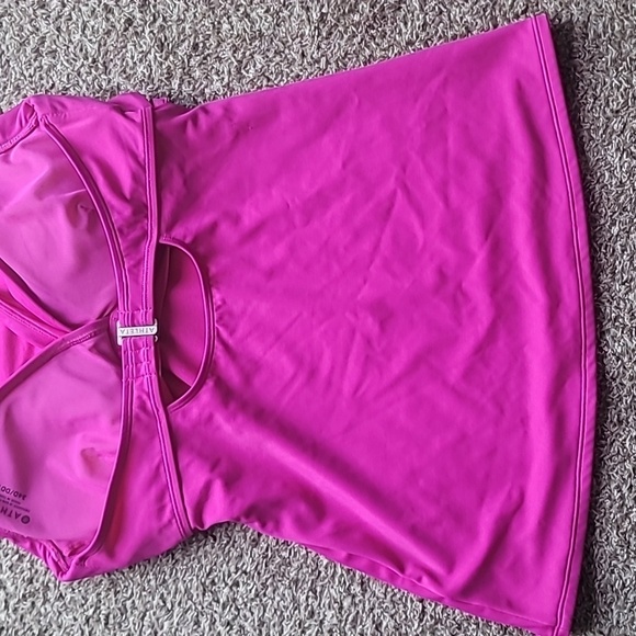 Athleta pink halter criss cross front tankini top size 34D/DDT - Picture 6 of 10
